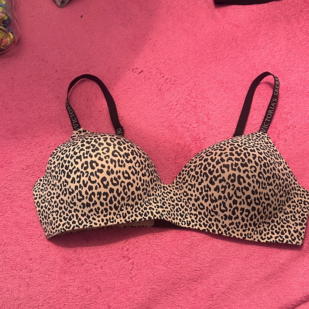 Victoria's Secret Animal Print Bra with Black Straps
